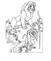 A coloring page of the lion king